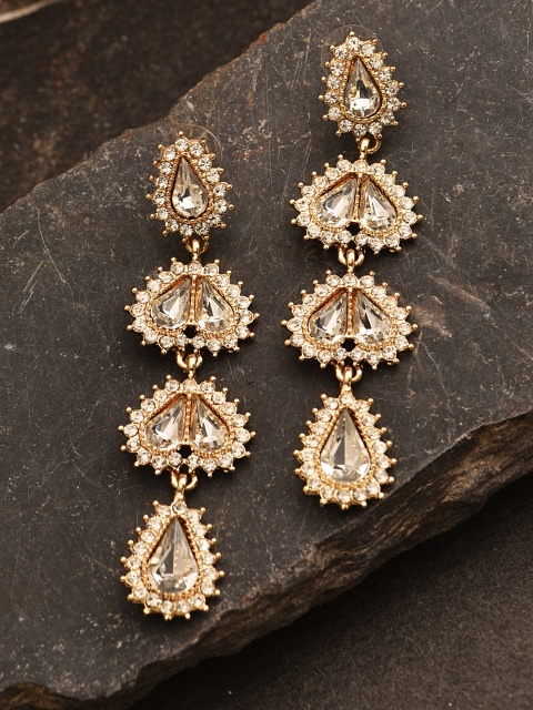 

Pipa Bella Women Silver-Toned & Gold-Toned Teardrop Shaped Drop Earrings