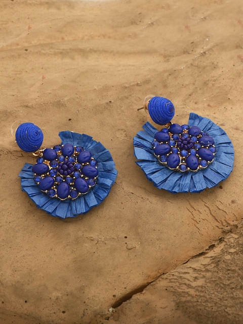 

Pipa Bella Navy Blue Embellished Quirky Drop Earrings