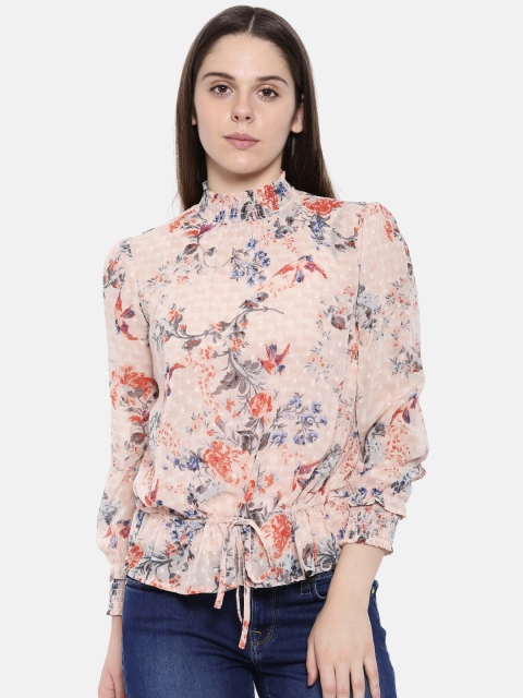 

Lee Cooper Women Peach-Coloured Printed Top