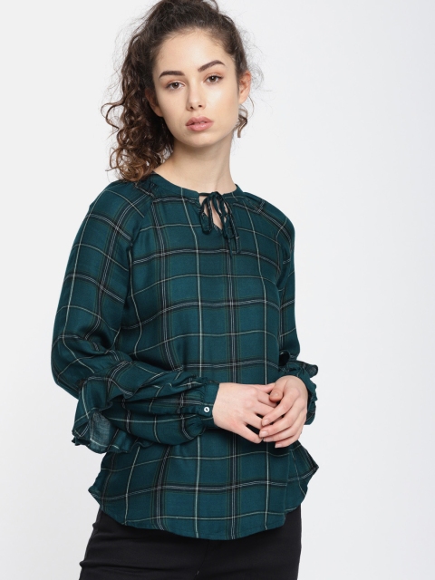 

Lee Cooper Women Green Checked Top