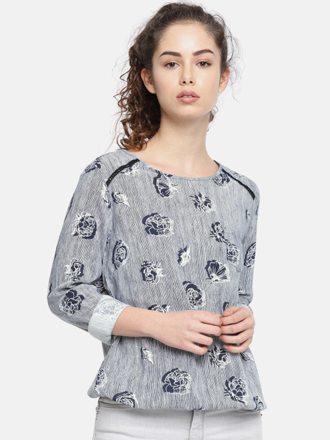 

Lee Cooper Women Navy Blue Printed Top