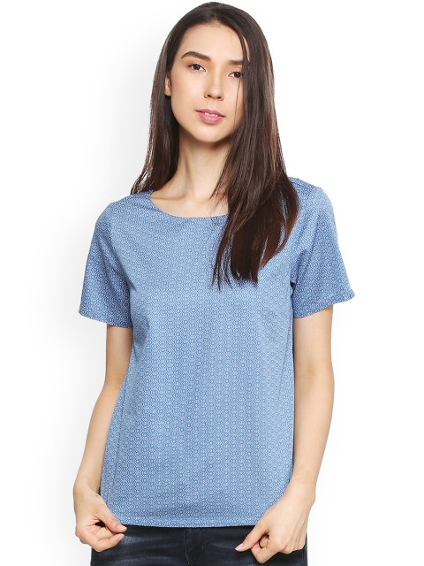 

Allen Solly Woman Blue Printed Styled Back Top