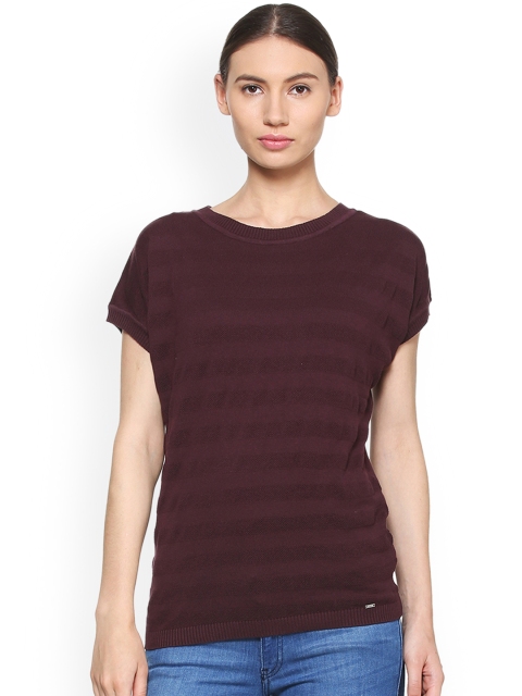 

Allen Solly Woman Maroon Striped Top