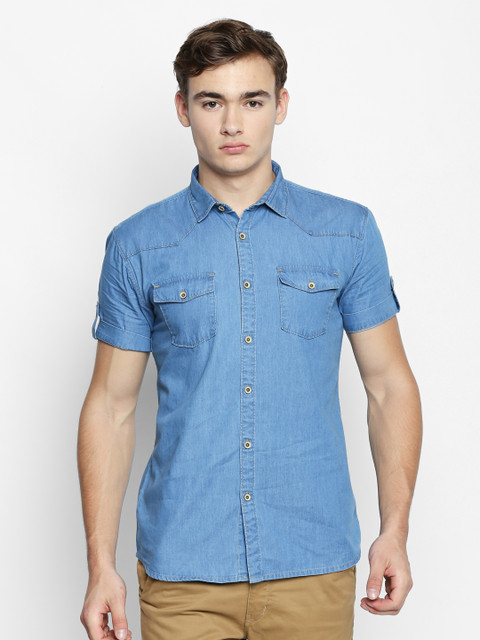 

L.A. SEVEN Men Blue Slim Fit Solid Casual Shirt