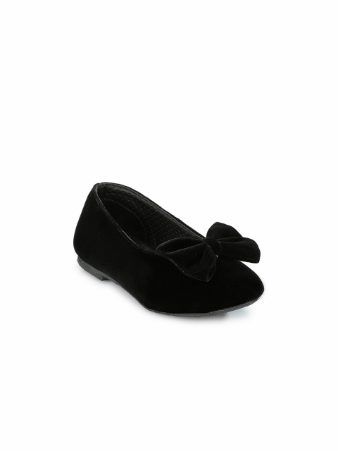 

TUSKEY Girls Black Solid Velvet Ballerinas