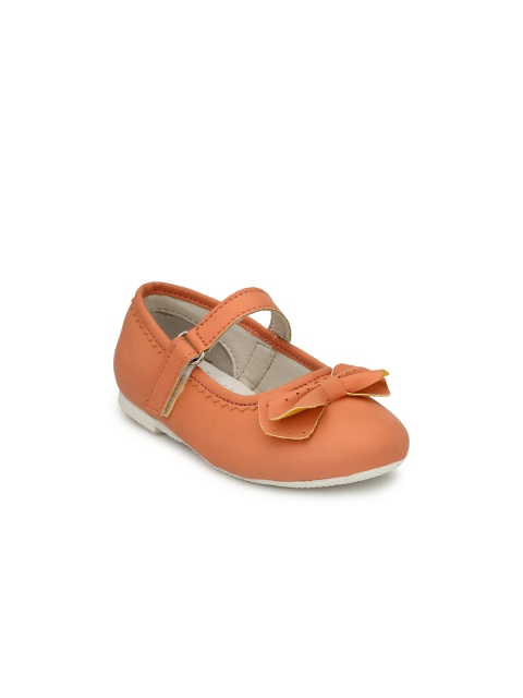 

TUSKEY Girls Peach-Coloured Solid Leather Ballerinas