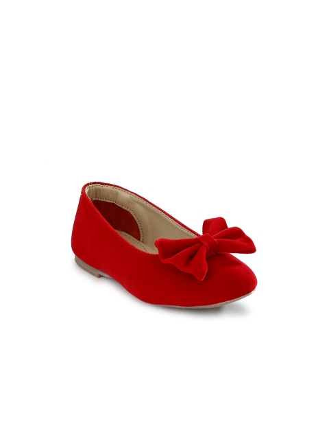 

TUSKEY Girls Red Solid Velvet Ballerinas