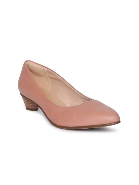 

Clarks Women Pink Solid Leather Pumps