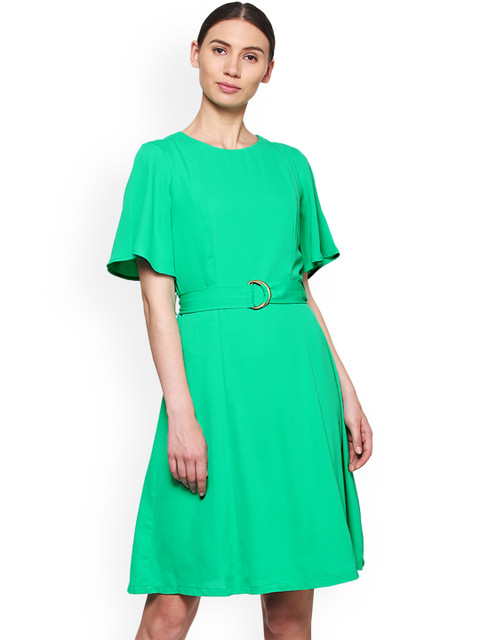 

Van Heusen Woman Turquoise Blue Solid A-Line Dress