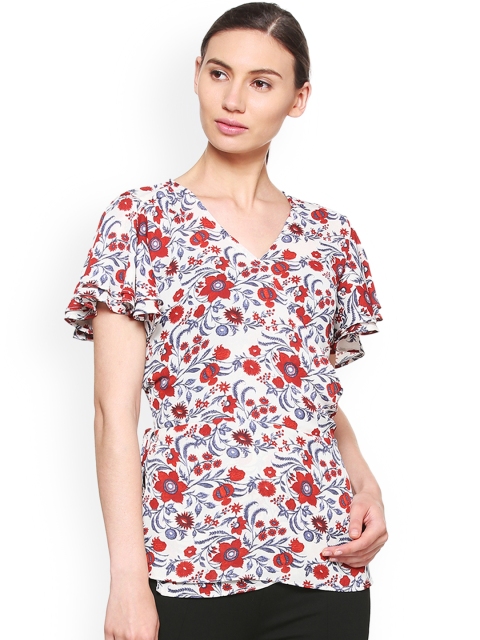 

Van Heusen Woman White Printed Wrap Top