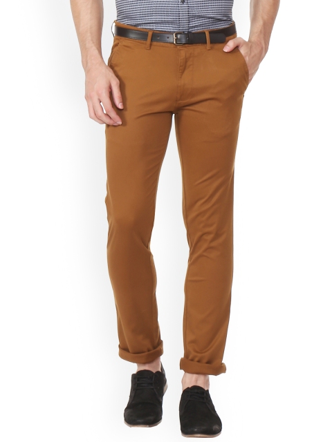 

V Dot Men Brown Slim Fit Solid Regular Trousers