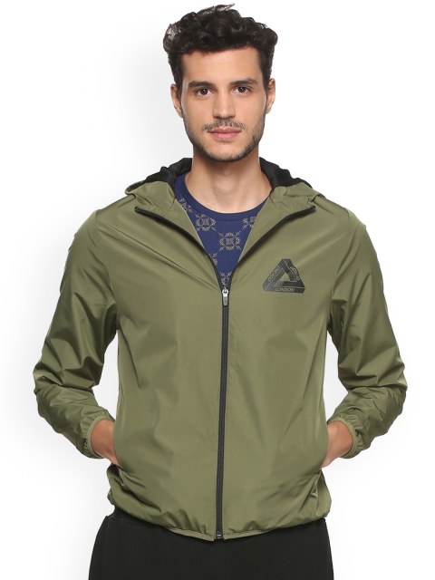 

People Men Olive Green Solid Open Front Jacket
