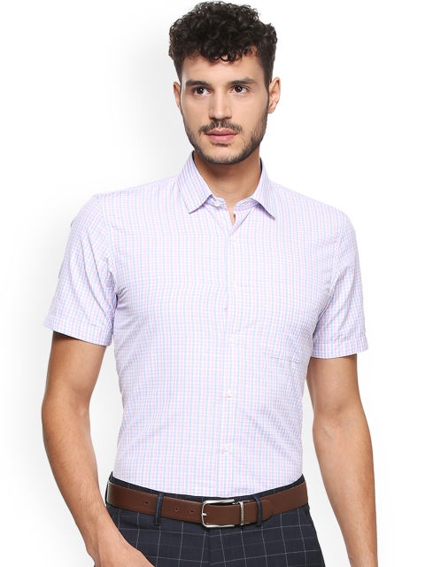 

Peter England Men Pink & White Regular Fit Checked Formal Shirt