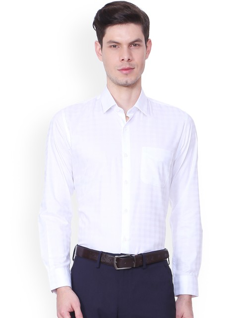 

Peter England Men White Slim Fit Checked Formal Shirt