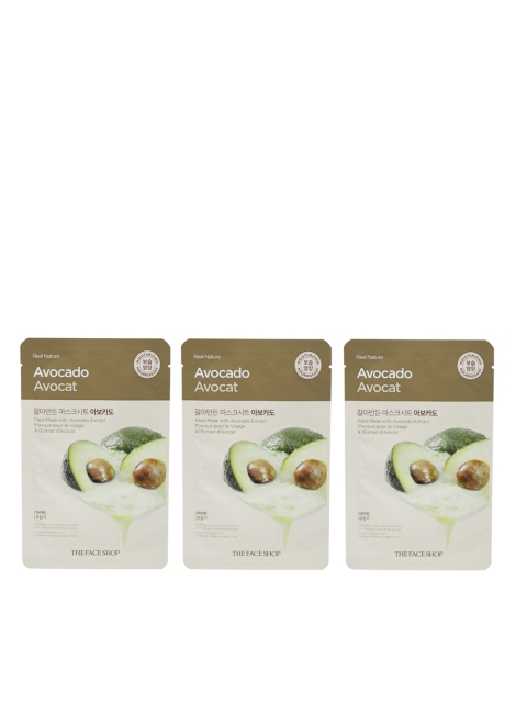 

The Face Shop Women Pack of 3 Real Nature Avocado Face Mask, Brown