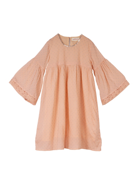 

My Little Lambs Girls Peach-Coloured Printed Fit and Flare Dress