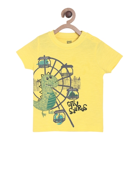 

MINI KLUB Boys Yellow Printed Round Neck T-shirt