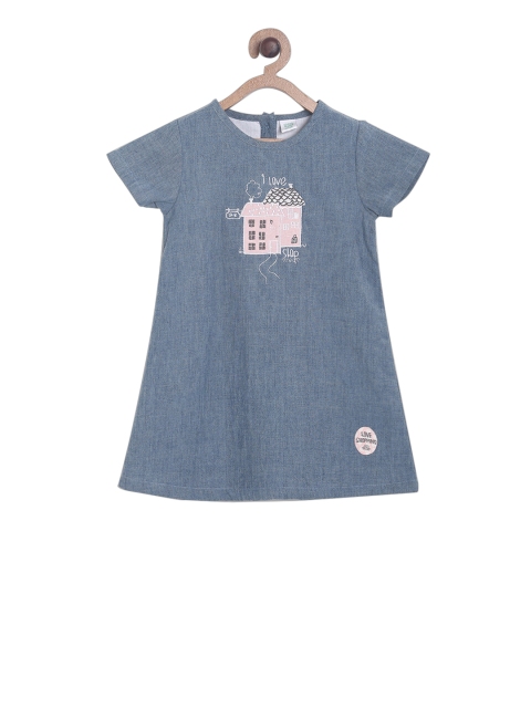 

MINI KLUB Girls Blue Solid A-Line Dress