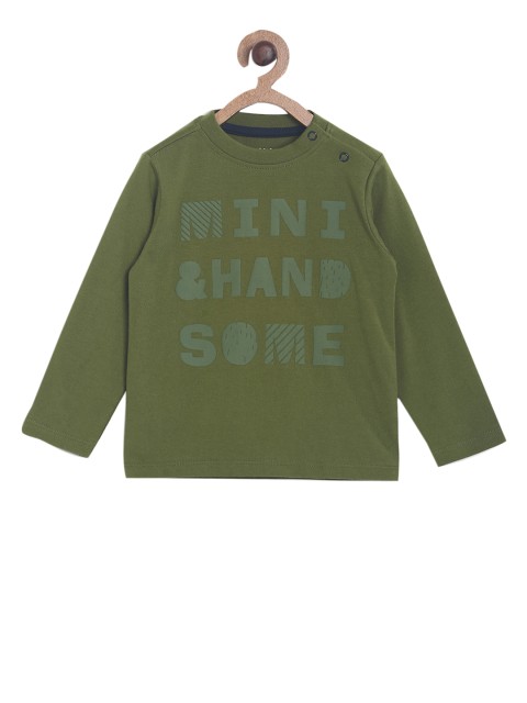 

MINI KLUB Boys Green Solid Round Neck T-shirt