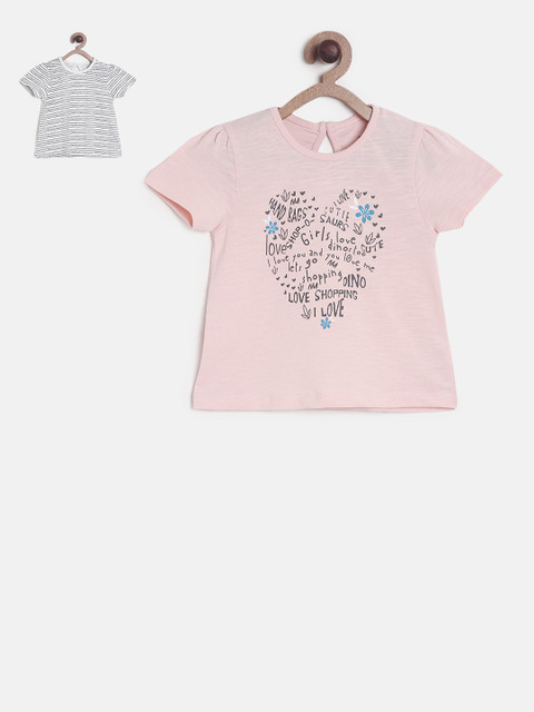 

MINI KLUB Girls Pack of 2 Printed Tops, Pink