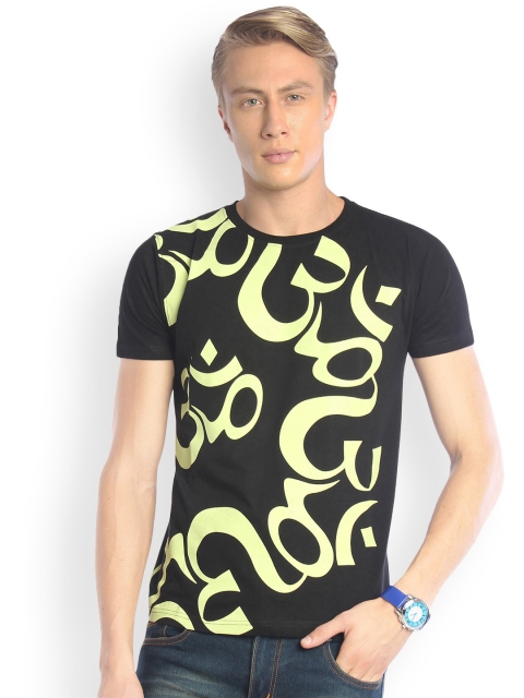 

Tantra Men Black Printed Glow In The Dark Round Neck T-shirt