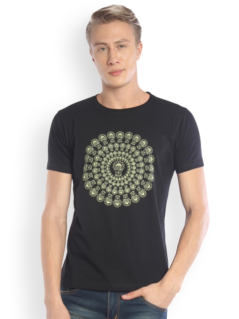 

Tantra Men Black Printed Glow In The Dark Round Neck T-shirt