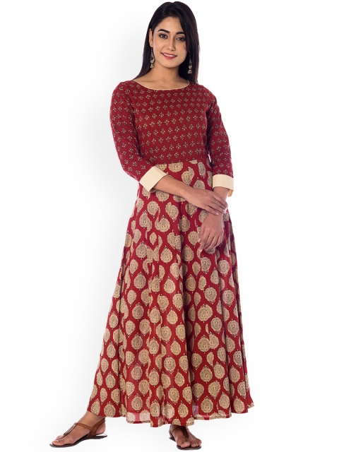 

anayna Women Red Printed Maxi Dress