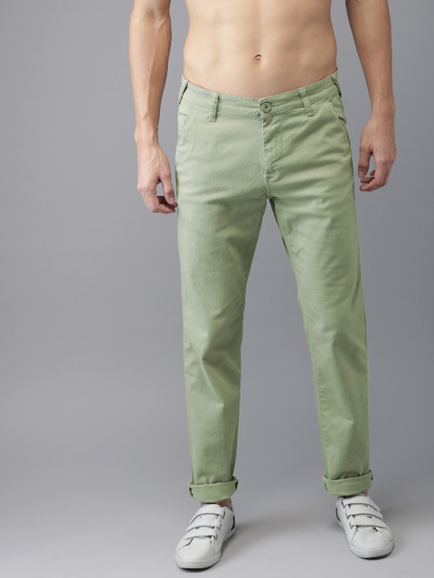 

HERE&NOW Men Sea Green Slim Fit Solid Chinos
