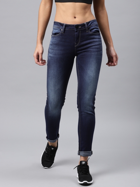 

HRX by Hrithik Roshan Women Blue Skinny Fit Mid-Rise Jeans