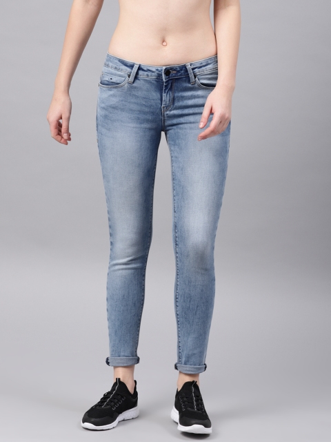 

HRX by Hrithik Roshan Women Blue Skinny Fit Mid-Rise Clean Look Stretchable Jeans