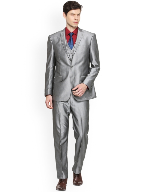 

Peter England Men Grey Slim Fit Single-Breasted Formal Suit