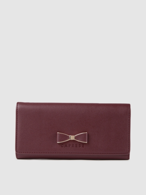 

Caprese Women Burgundy Solid Three Fold Wallet