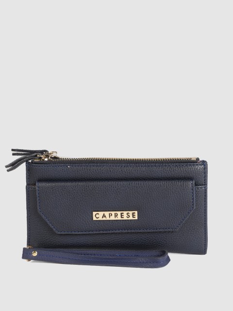 

Caprese Women Navy Blue Textured Two Fold Wallet