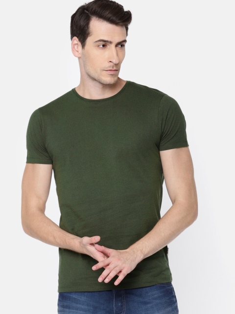 

Jack & Jones Men Green Solid Round Neck T-shirt