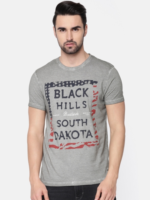 

Jack & Jones Men Grey Printed Round Neck T-shirt