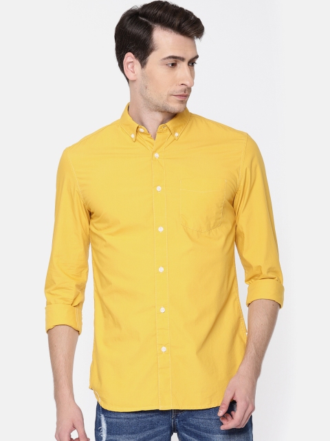 

Jack & Jones Men Yellow Slim Fit Solid Casual Shirt