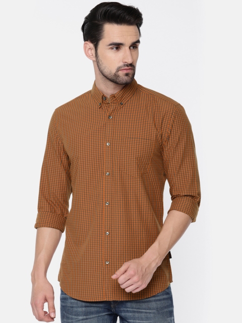 

Jack & Jones Men Brown & Grey Slim Fit Checked Casual Shirt