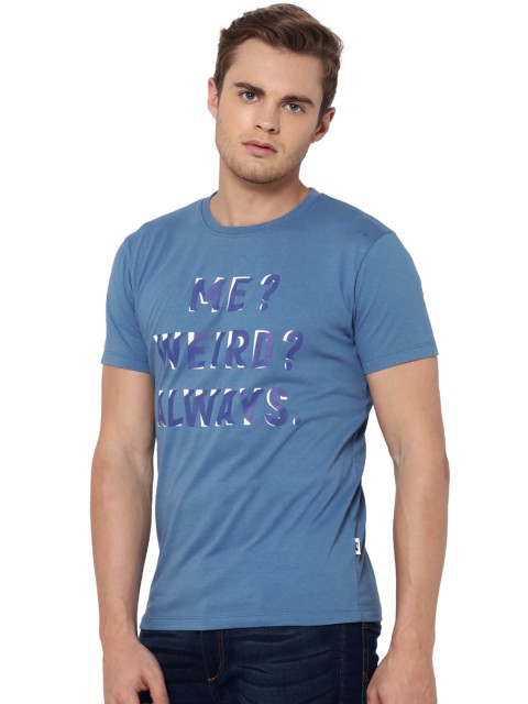 

Jack & Jones Men Blue Printed Slim Fit Round Neck T-shirt