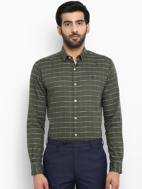

Raymond Men Green & Off-White Slim Fit Checked Formal Shirt