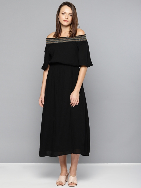 

Chemistry Women Black Solid Off-Shoulder Fit and Flare Dress