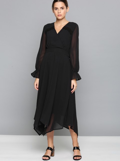 

Chemistry Women Black Solid A-Line Dress