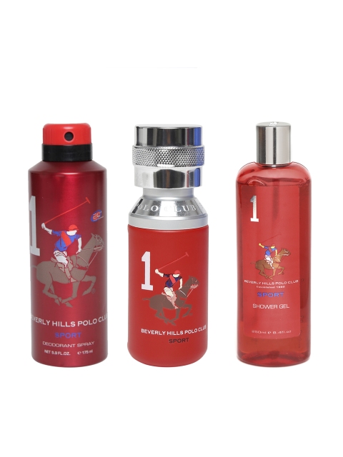 

Beverly Hills Polo Club Men Set of 3 Spray, Shower Gel & Deodrant, Red