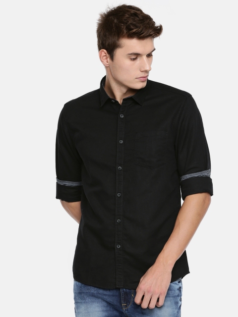 

People Men Black Slim Fit Solid Casual Shirt