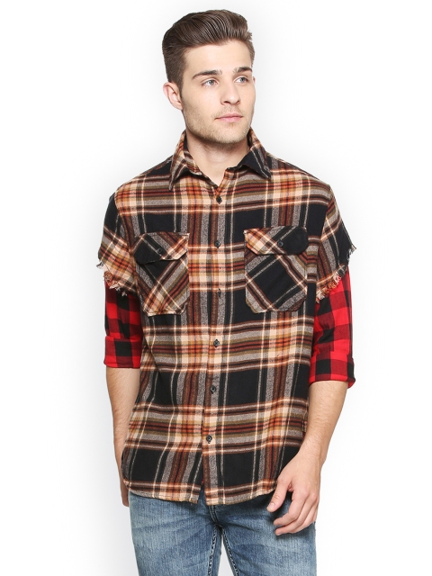 

People Men Multicoloured Boxy Checked Casual Shirt, Multi