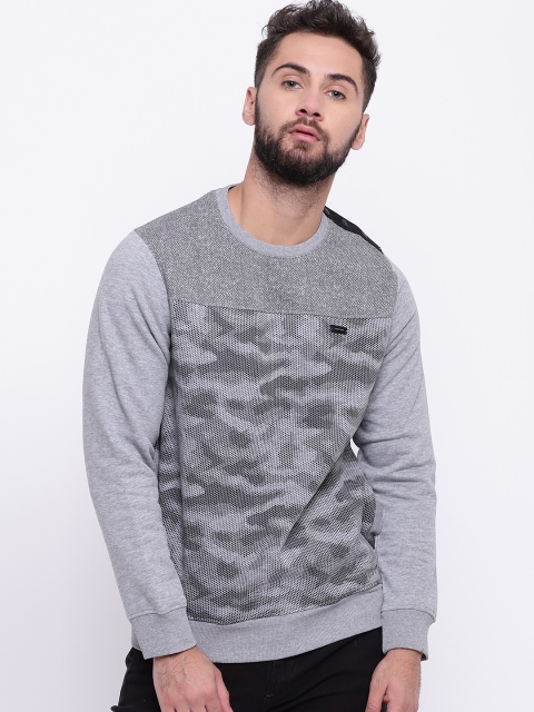

Monte Carlo Men Grey Melange Printed Sweatshirt
