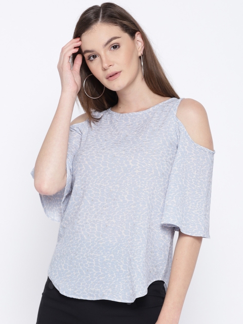 

MsFQ Women Blue & White Printed Top