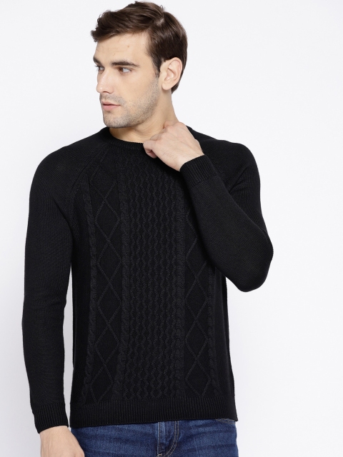 

Van Heusen Men Black Self Design Pullover
