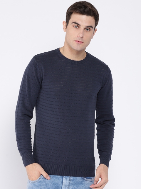 

V Dot Men Navy Blue Pullover