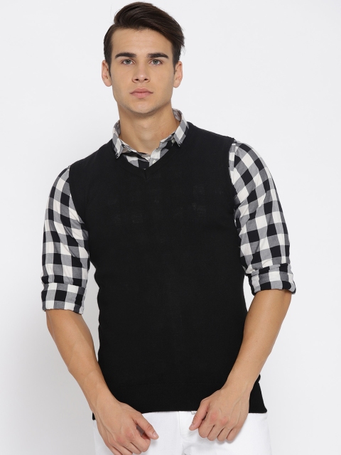 

Van Heusen Men Black Solid Sweater Vest