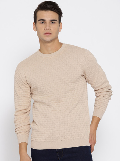 

Van Heusen Men Beige Self Design Pullover